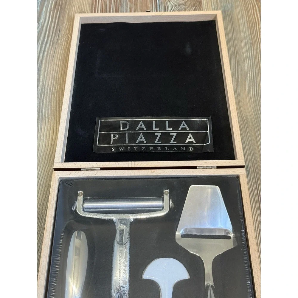 VTG Dalla Piazza Switzerland Cheese Carving Set Porcelain Markers NEW